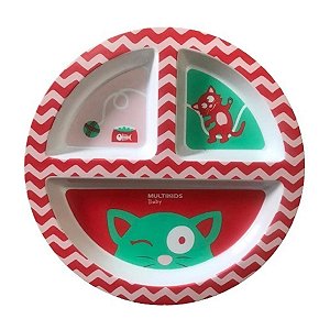 Prato Infantil Bebê Com Divisórias Rosa Multikids Baby