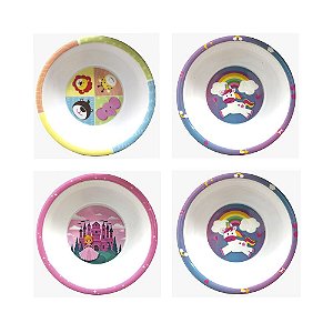 Prato Tigela Refeição Infantil Princesas Unicórnio Animais