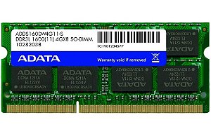 Memória Ram Adata Sodimm 8GB 1600MHz DDR3L ADDS1600W8G11-S