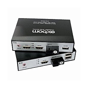 Kit Extensor HDMI Full HD 1080P Fibra Óptica Até 20KM C/ KVM