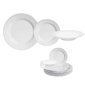 Kit Jantar Completo Prato Raso e Fundo Melamina 18 pçs