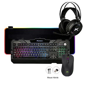 Kit Gamer Mouse Teclado Semi Mecanico Mousepad RGB Headset