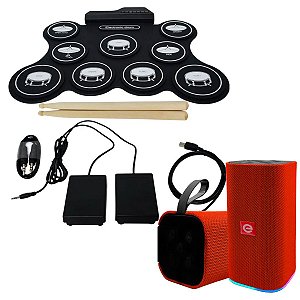 Bateria Eletrônica Portátil 6 Drums 5 Metal e Caixa de Som