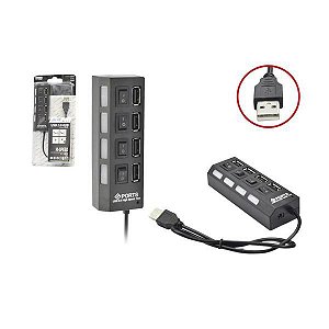 Hub 4 portas 2.0 c/porta liga – desliga | Shinka hub4p