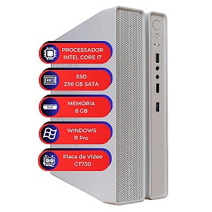 Computador MultiPC Slim Branco Core i7 GT730 4GB RAM 8GB SSD 256GB Windows 11