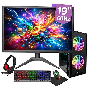 PC Gamer Completo I5 3ª Geração GPU GT730 SSD 256GB 8GB RAM Windows 11 + Monitor 19" e Kit Gamer