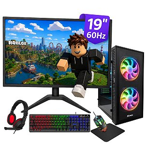 PC Gamer Completo Ideal Roblox Minecraf I5 3470 Placa de Video GT730 128 Bits SSD 256GB 8GB RAM Windows 11 + Monitor 19" + Kit Gamer