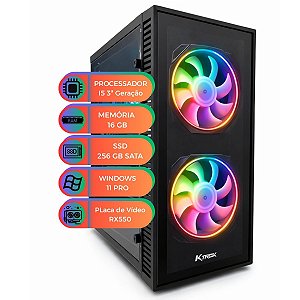 PC Gamer I5 3ª Geração RAM 16GB SSD 512GB GPU RX550 TPM 2.0 Windows 11