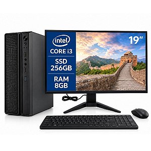 Computador Slim Completo Intel I3 8ª Geração RAM 8GB SSD 256GB NVMe Windows 11 Wi-Fi