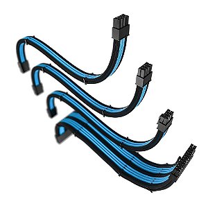 Cabo Sleeved Gamer Rise Mode Kit com 4 Preto E Azul rm-sl-bl