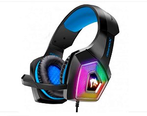 Headset Gamer Led Rgb Com Fio E Microfone Articulado Azul - Gh-X2000