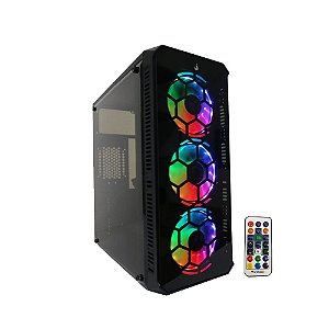 Gabinete Gamer Rise Mode Tower 01 Lateral de Acrilico e Frente de Vidro com 3 Fans RGB - RM-TW-01-RGB