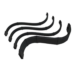 Cabo Sleeved Gamer Rise Mode Kit com 4 Full Black Preto Rm-Sl-Fb