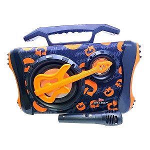Caixa de som Radiodifusão Grasep + Microfone Laranja