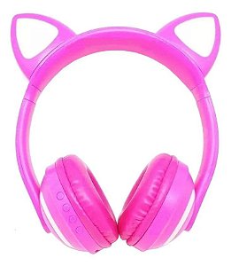 Fone de Ouvido Bluetooth de Gatinho - Pink