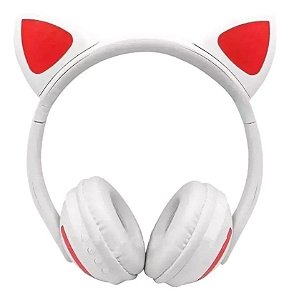 Fone de Ouvido Bluetooth de Gatinho - Branco