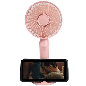 Mini Ventilador de Mão Portátil USB Recarregável - Rosa