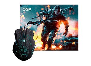 Kit Gamer OEX Stage Mouse Com LED 7 Cores + Mousepad MC101