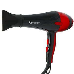 Secador de Cabelos Profissional 2200W 110V Preto e Vermelho