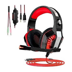 Headset Gamer com Led Vermelho - MultiPlataform- PS4/XBOX/PC