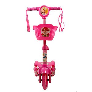 Patinete 3 Rodas Infantil Musical com Luzes até 5 anos Rosa
