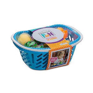 Brinquedo Infantil Cestinha De Frutas c/ Faca e Tabua