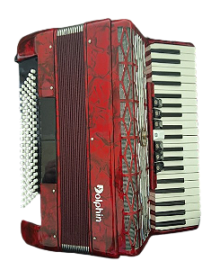 Acordeon dolphin 120 baixos vermelho (usado)