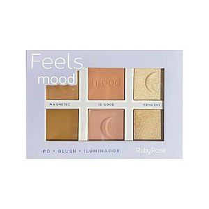 Paleta de Pó, Blush e Iluminador Feels Mood - Ruby Rose