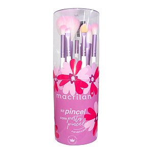 Kit 7 Pincéis para Maquiagem + Porta Pincel - Macrilan