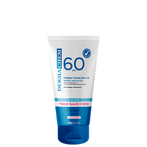 Protetor Solar Facial Sem Cor FPS60 40g - Dermachem