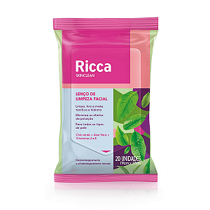 Lenço De Limpeza Facial Chá Verde 20un - Ricca