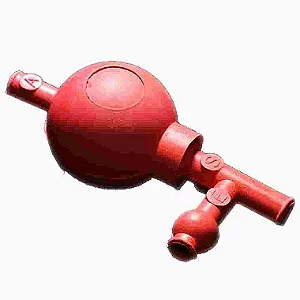 PIPETADOR DE SEGURANCA 3 VIAS ESFERA EM INOX VERMELHO
