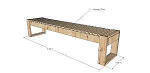 Banco de madeira ripado com 2 metros