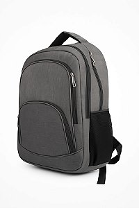 Mochila Escolar Trabalho, Porta Notebook e Squeeze  Cinza