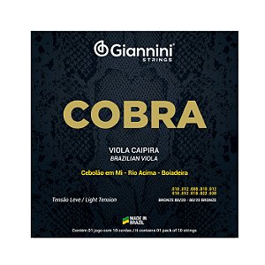Jogo de cordas para Viola Caipira Giannini Bronze 80/20 MI
