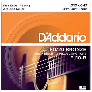 Jogo De Cordas para Violão Aço 010 Bronze D'addario