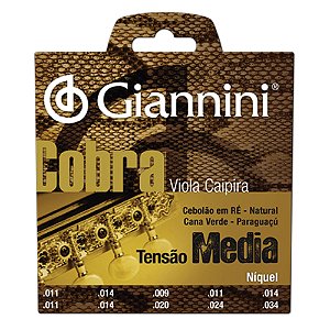 Jogo De Cordas Para Viola Caipira Gesvnm Cobra Aço Média Giannini
