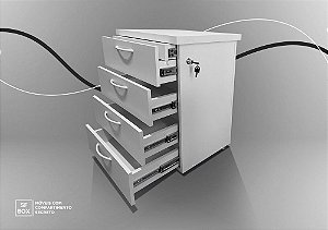 Gaveteiro em MDF com Compartimento Secreto 4 Gavetas Branco SFBOX