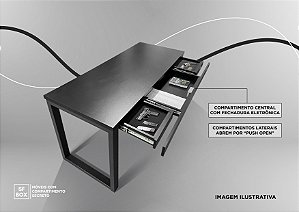 Mesa de Escritório com Compartimento Secreto em MDF Preto SFBOX