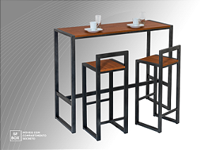 Conjunto Bancada com 2 Banquetas Linha Home Industrial