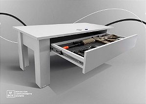 Mesa de Centro em MDF com Compartimento Secreto Branca SFBOX