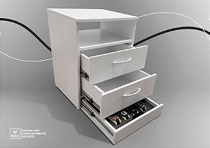 Mesa de Cabeceira em MDF com Compartimento Secreto Branco SFBOX