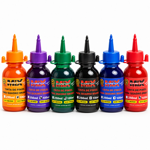 Kit 6 Tintas para Marcador de Quadro Branco 100ml 6 Cores Carinon Mix