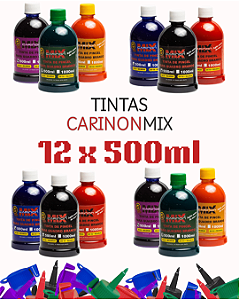 Combo Frascos de Tinta CarinonMix - 12UN de 500ml