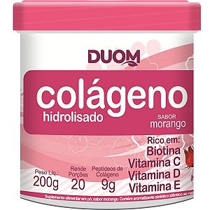 Colágeno Hidrolisado com Vitamina C e Hibisco 200g Sabor Morango
