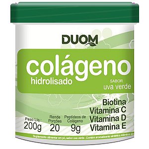 Colágeno Hidrolisado com Vitaminas 200g Sabor Uva Verde