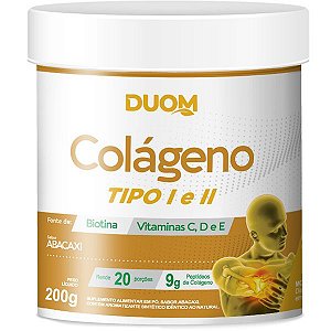 Colágeno Tipo 1 e 2 com Vitaminas 200g Sabor Abacaxi Duom