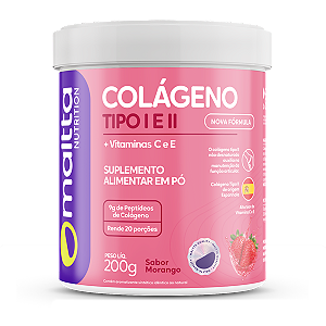 Colágeno Tipo 1 e 2 com Vitaminas 200g Sabor Morango Maltta