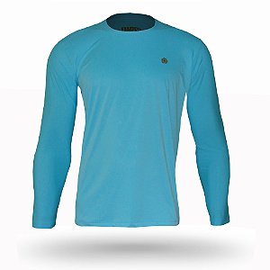 Camiseta Masculina Manga Longa com Proteção Solar UV 50+ Cor Água