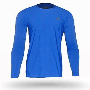 Camiseta Masculina Manga Longa com Proteção Solar UV 50+ Cor Royal